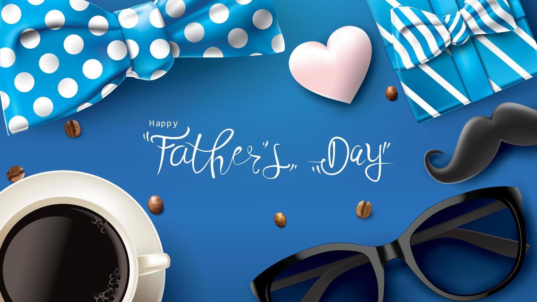 Happy Father Day greeting card, banner design with lettering, typography in three-dimensional style vector