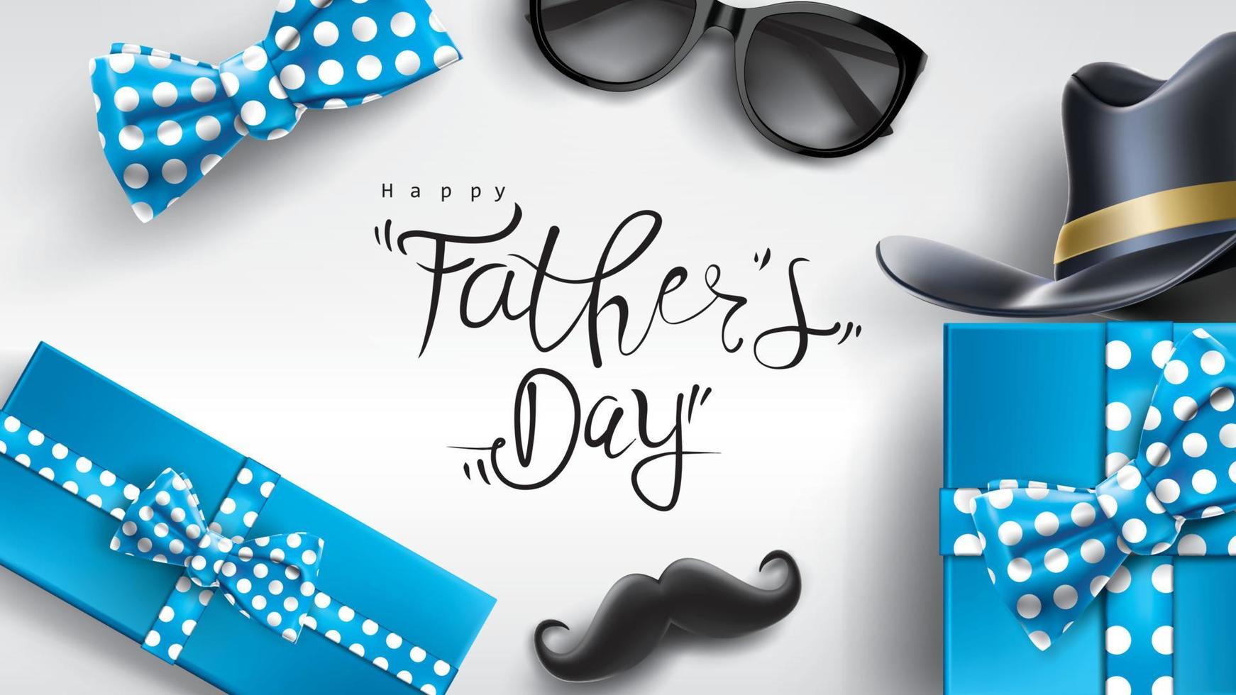 Happy Father Day greeting card, banner design with lettering, typography in three-dimensional style vector