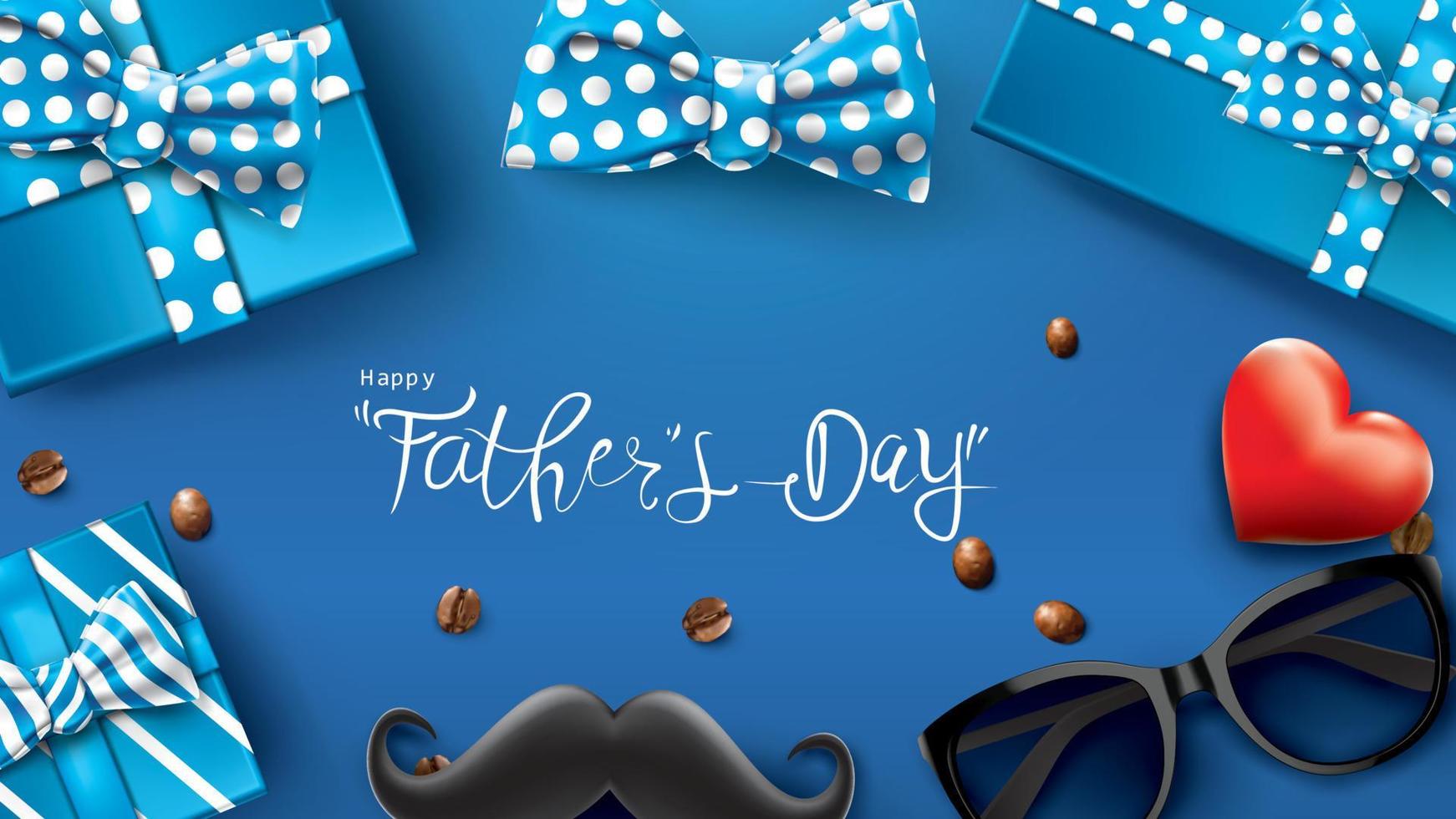 Happy Father Day greeting card, banner design with lettering, typography in three-dimensional style vector