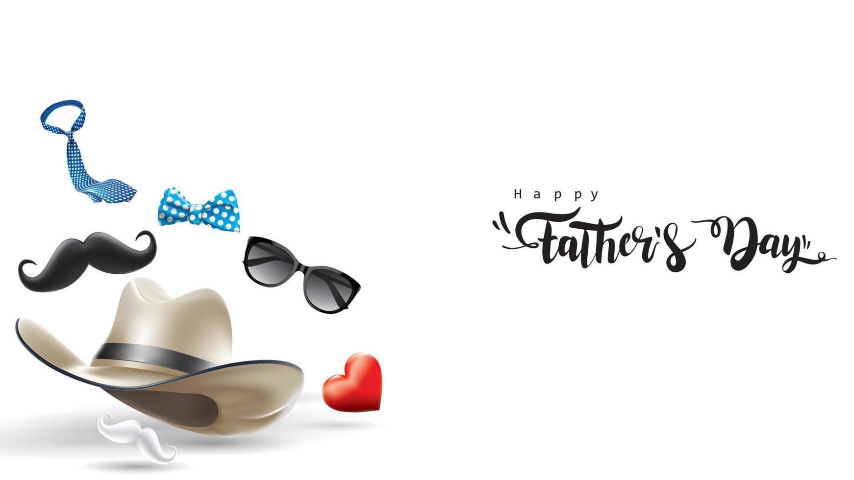 Happy Father Day greeting card, banner design with lettering, typography in three dimensional style vector