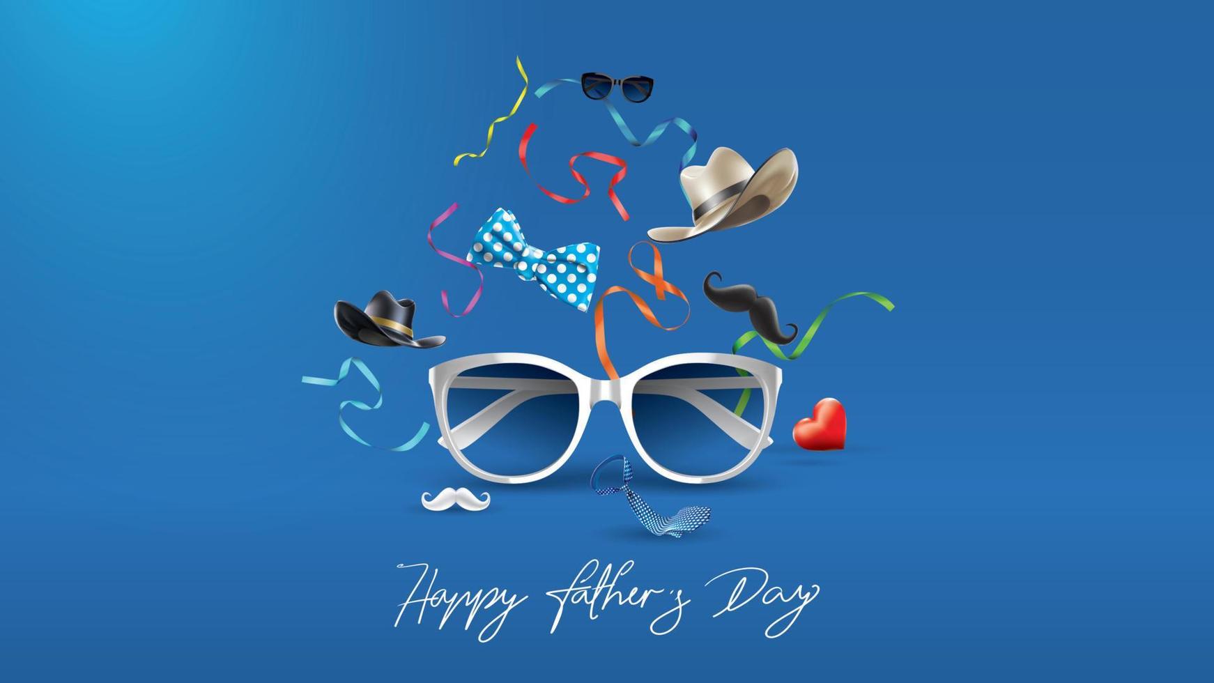 Happy Father Day greeting card, banner design with lettering, typography in three dimensional style vector