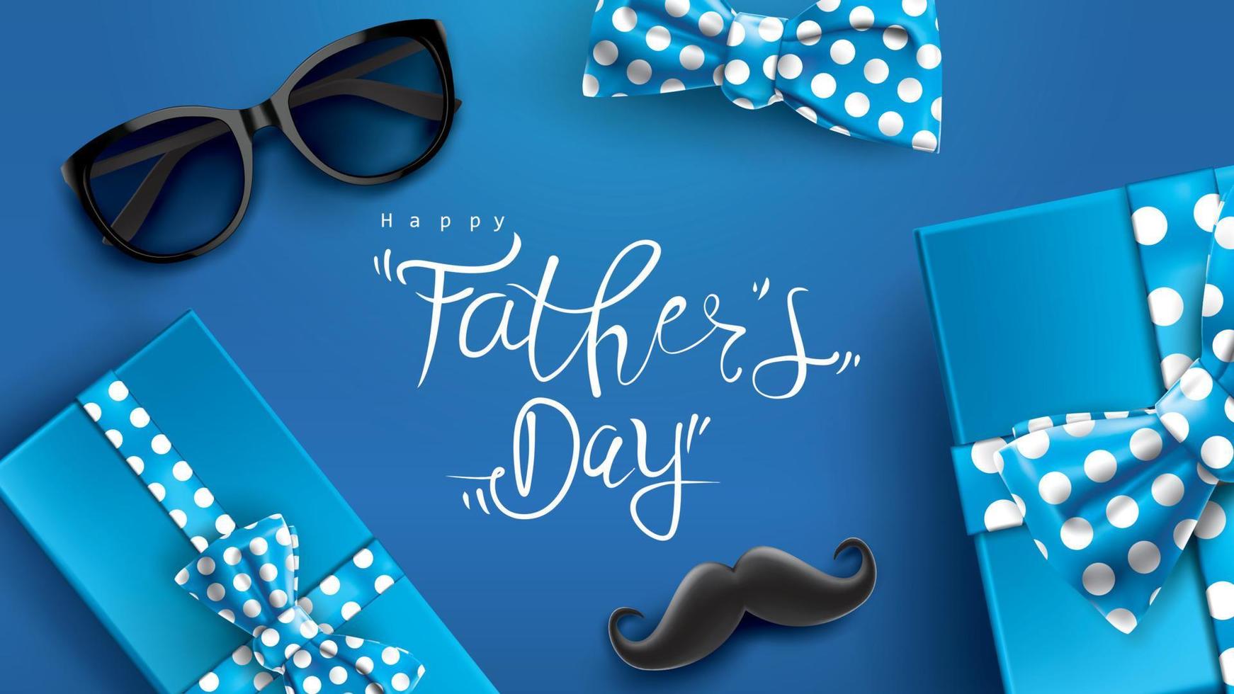 Happy Father Day greeting card, banner design with lettering, typography in three-dimensional style vector