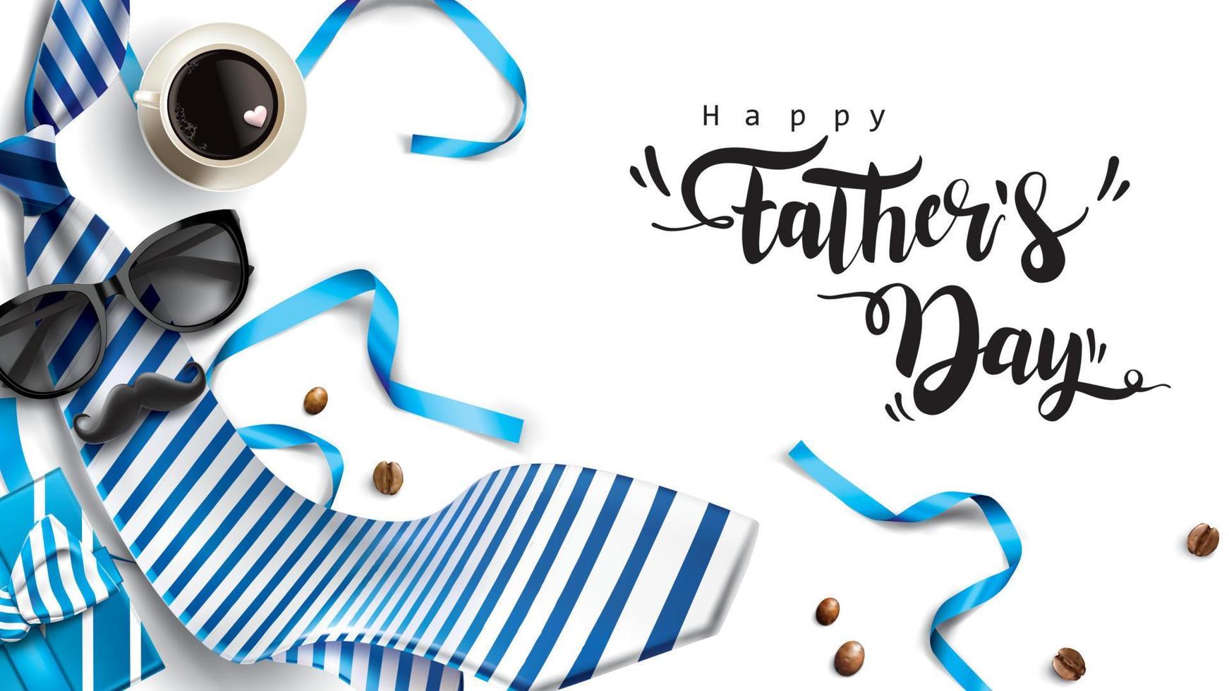 Happy Father Day greeting card, banner design with lettering, typography in three-dimensional style vector