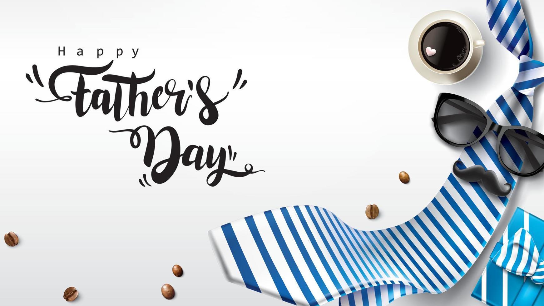 Happy Father Day greeting card, banner design with lettering, typography in three-dimensional style vector