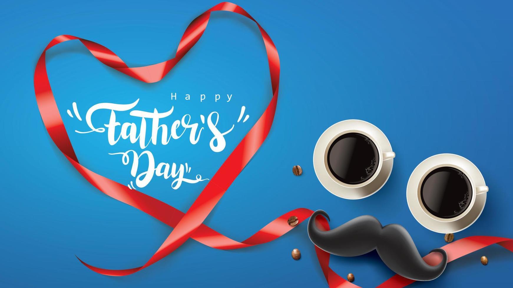 Happy Father Day greeting card, banner design with lettering, typography in three-dimensional style vector