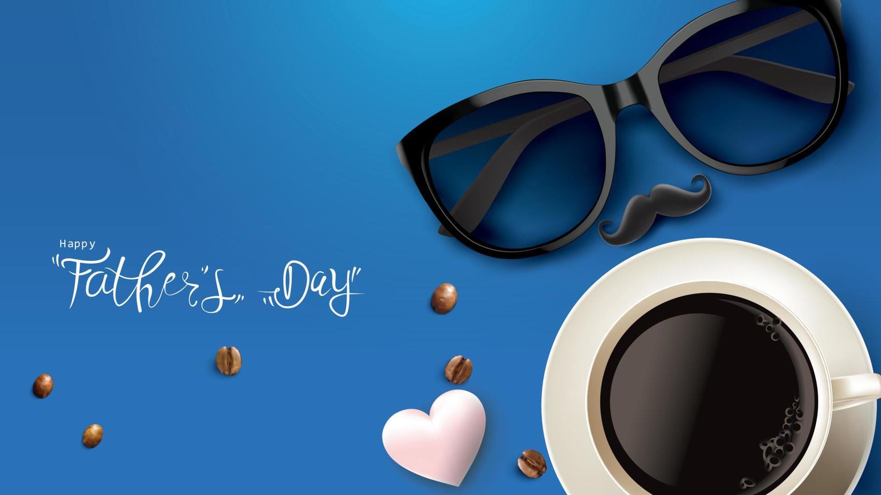 Happy Father Day greeting card, banner design with lettering, typography in three-dimensional style vector