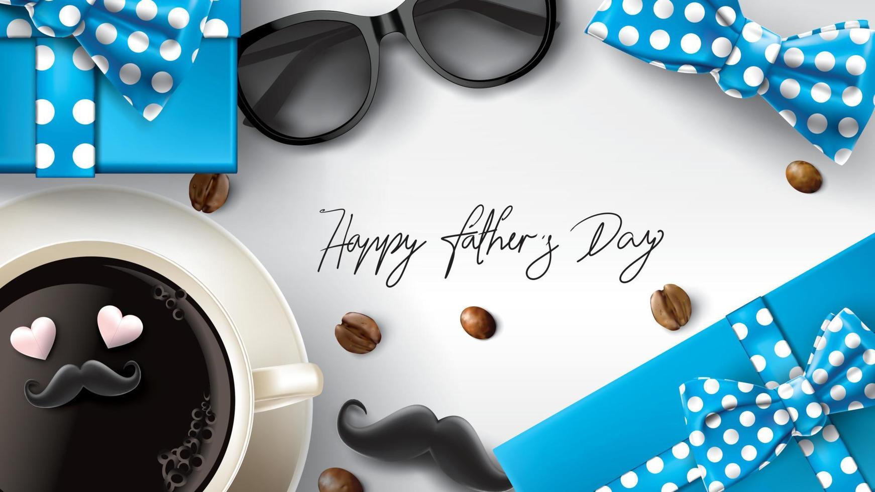 Happy Father Day greeting card, banner design with lettering, typography in three-dimensional style vector