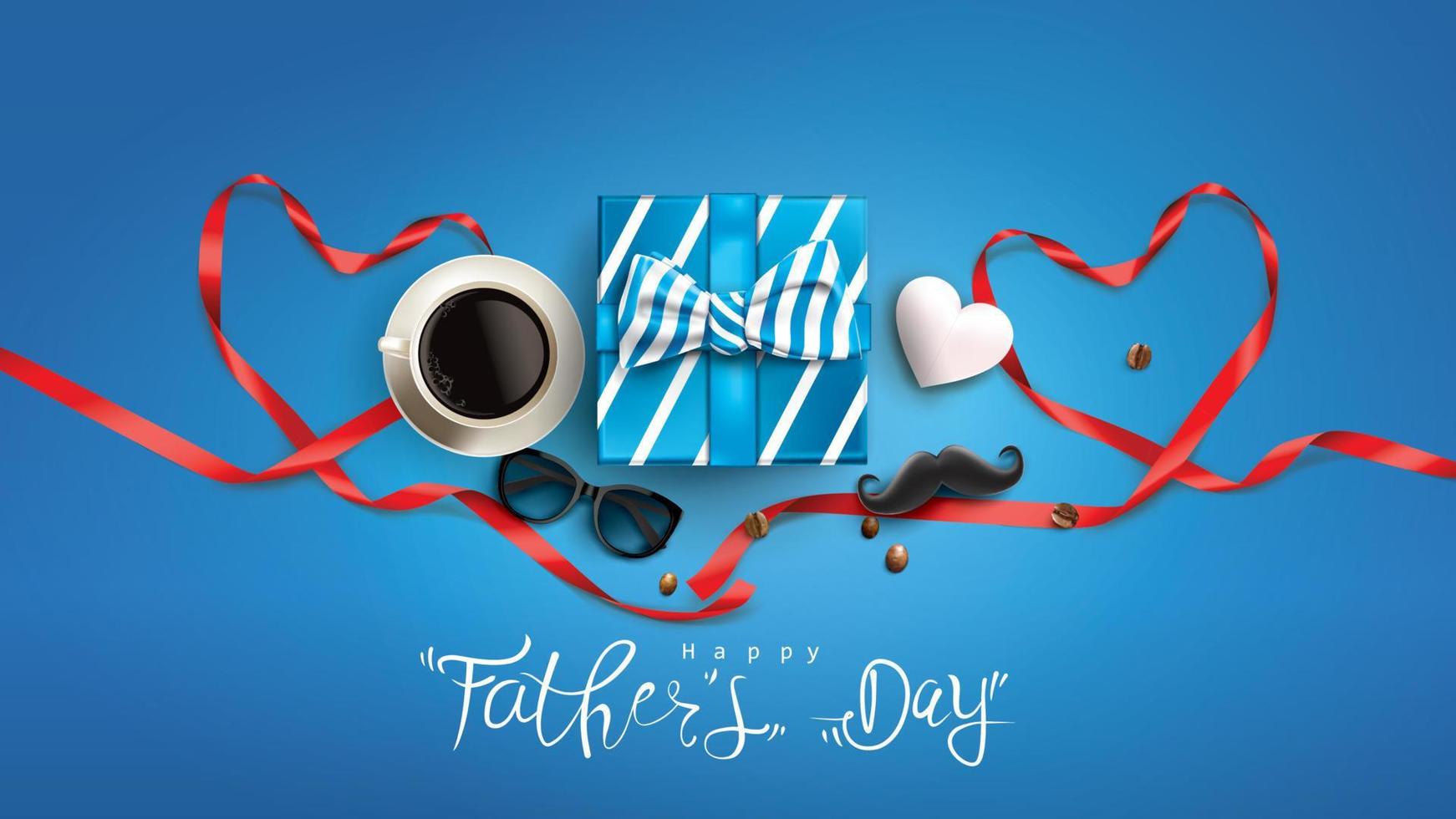 Happy Father Day greeting card, banner design with lettering, typography in three-dimensional style vector