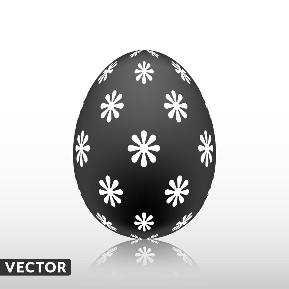 huevo de pascua negro con patrón exótico, vector, ilustración. vector