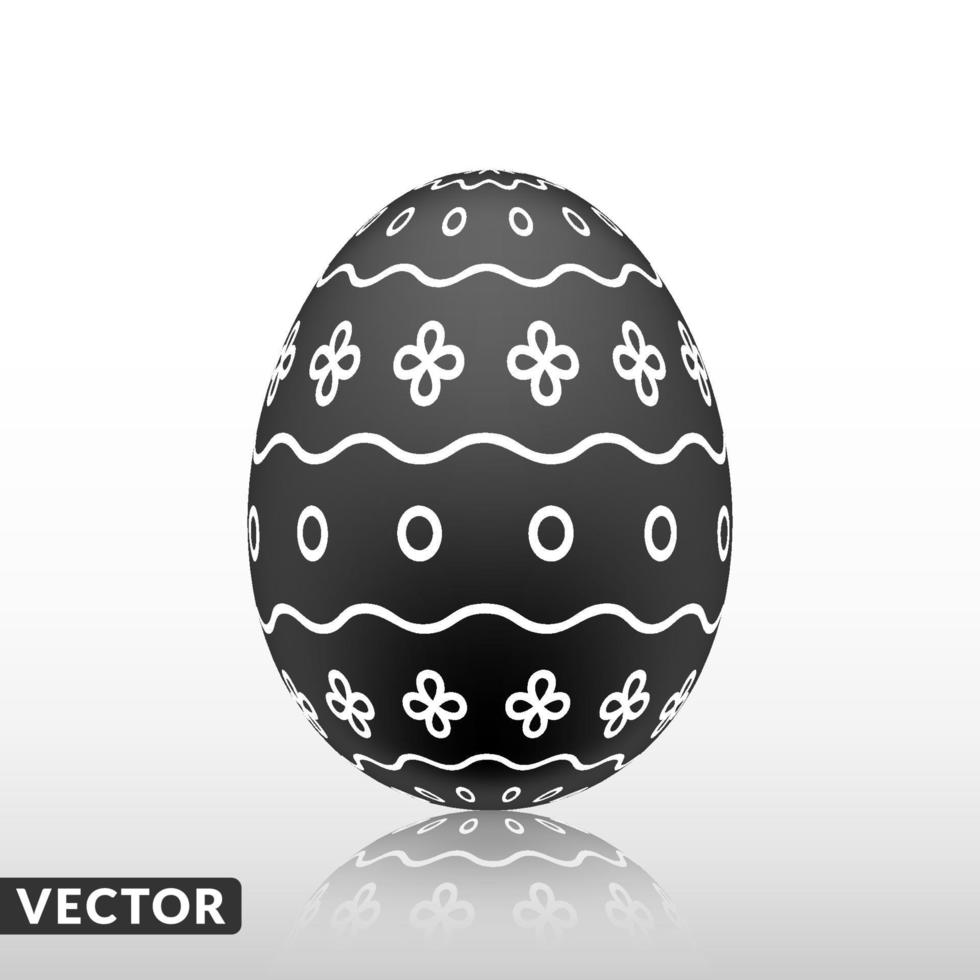 huevo de pascua negro con patrón exótico, vector, ilustración. vector