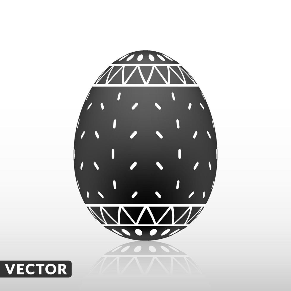 huevo de pascua negro con patrón exótico, vector, ilustración. vector