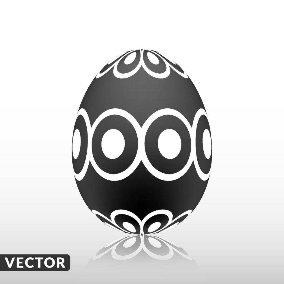 huevo de pascua negro con patrón exótico, vector, ilustración. vector