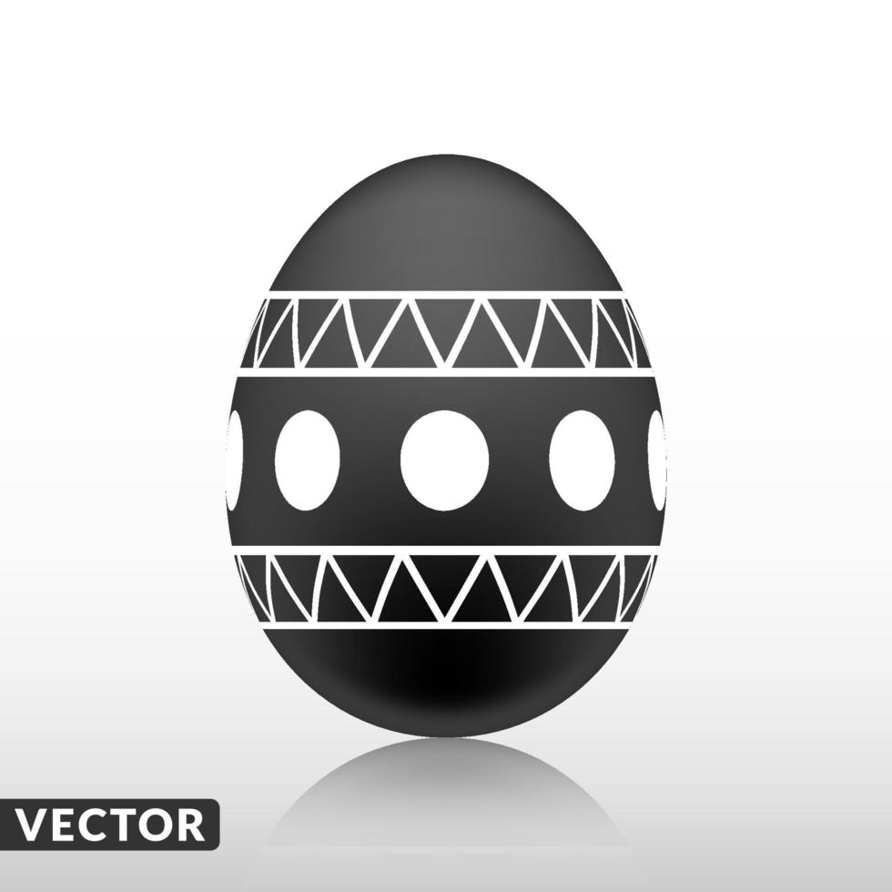 huevo de pascua negro con patrón exótico, vector, ilustración. vector