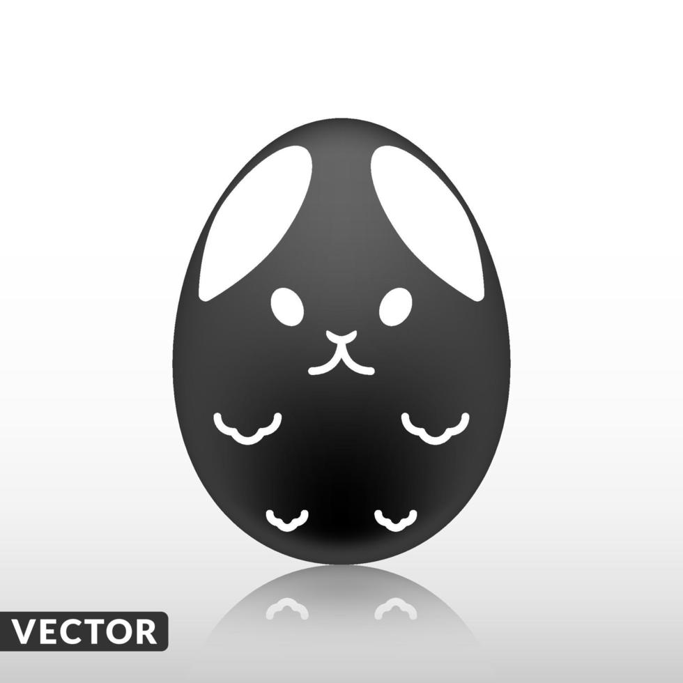 huevo de pascua negro con patrón exótico, vector, ilustración. vector