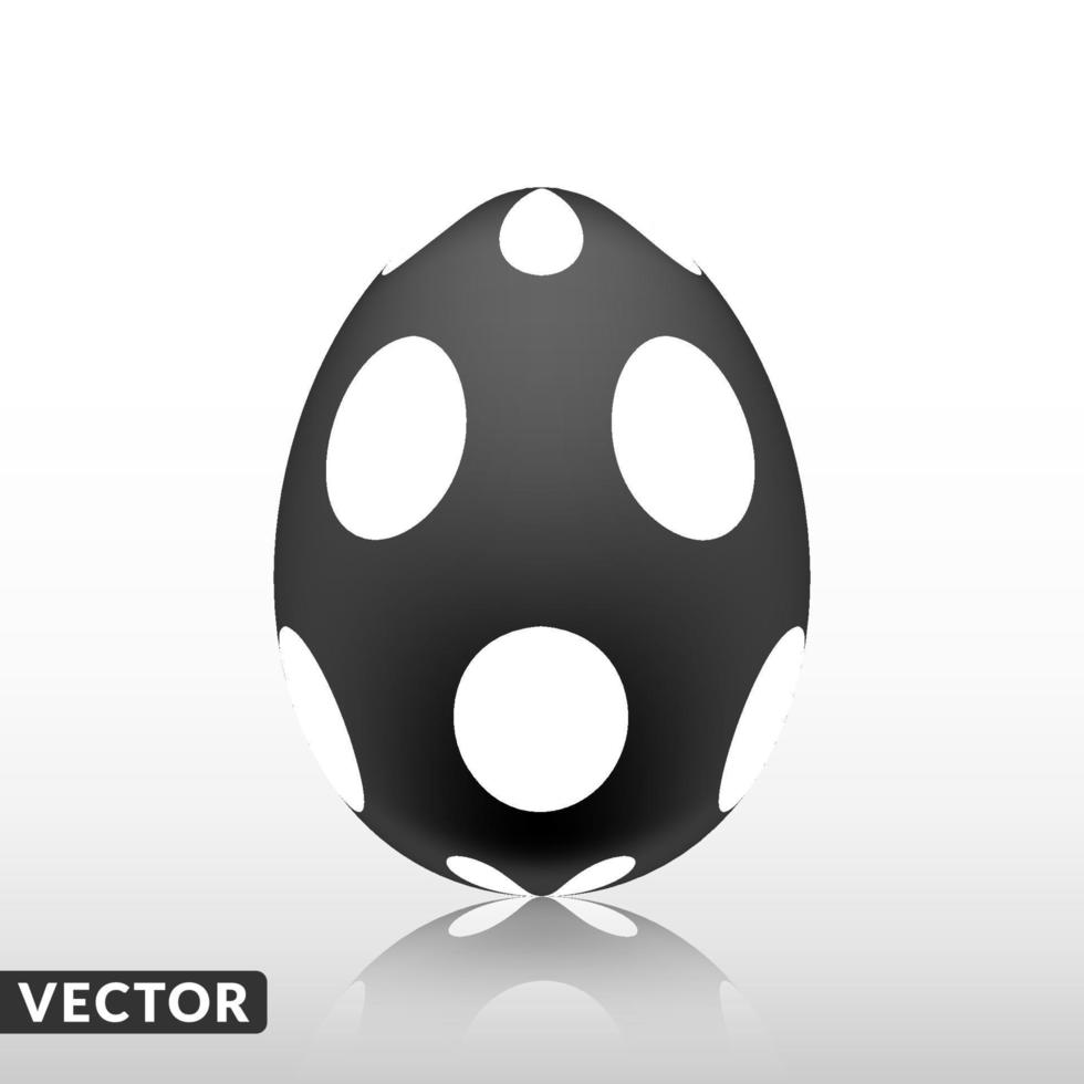 huevo de pascua negro con patrón exótico, vector, ilustración. vector