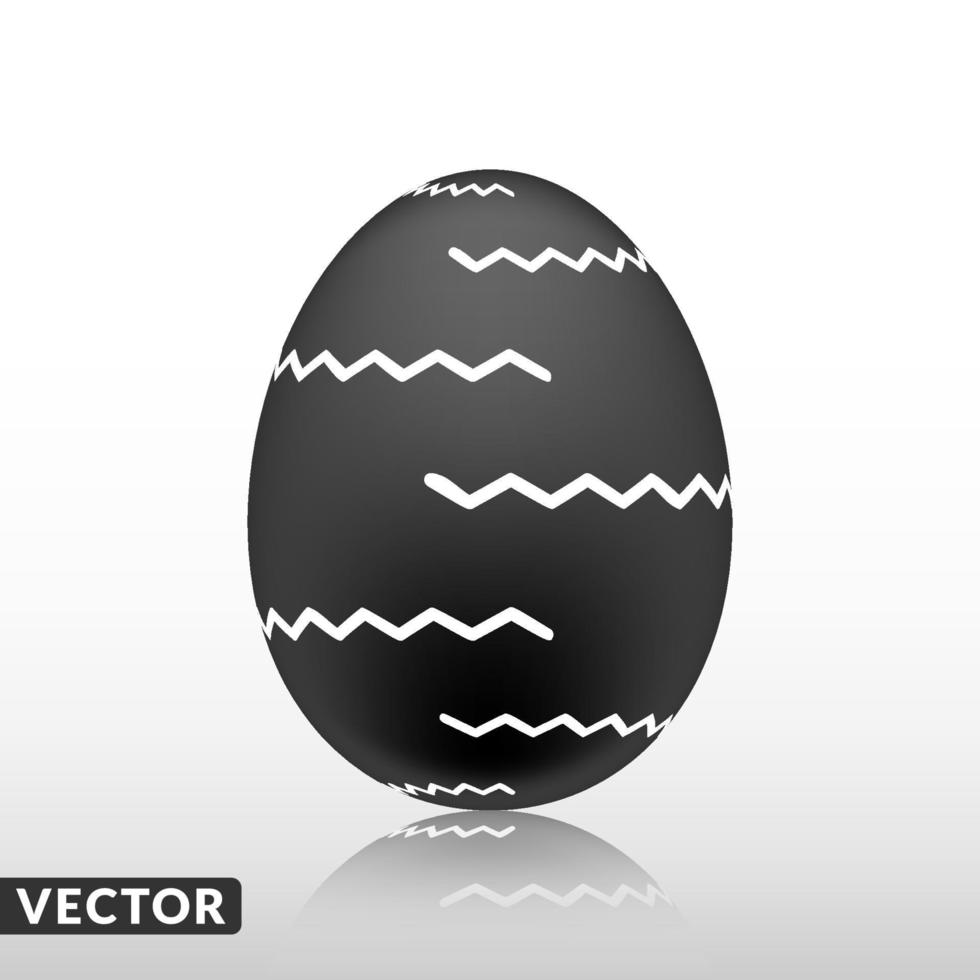 huevo de pascua negro con patrón exótico, vector, ilustración. vector