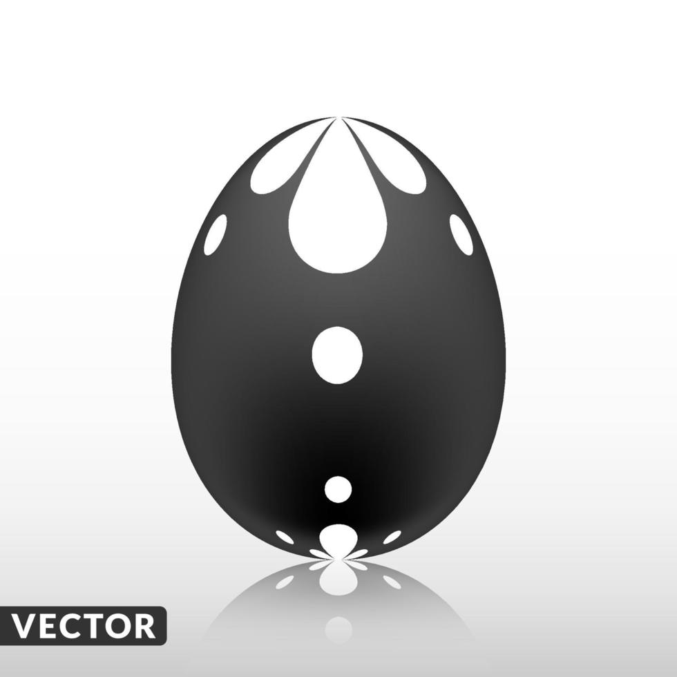 huevo de pascua negro con patrón exótico, vector, ilustración. vector