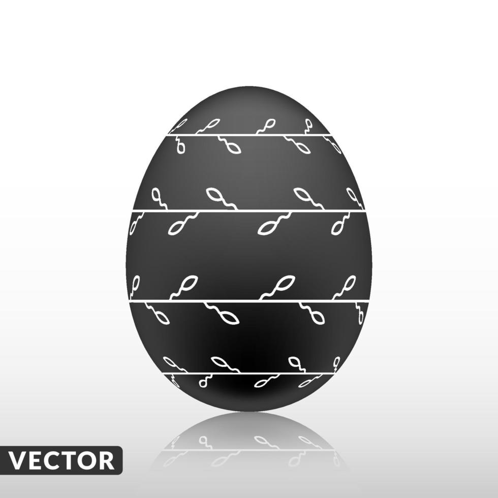 huevo de pascua negro con patrón exótico, vector, ilustración. vector