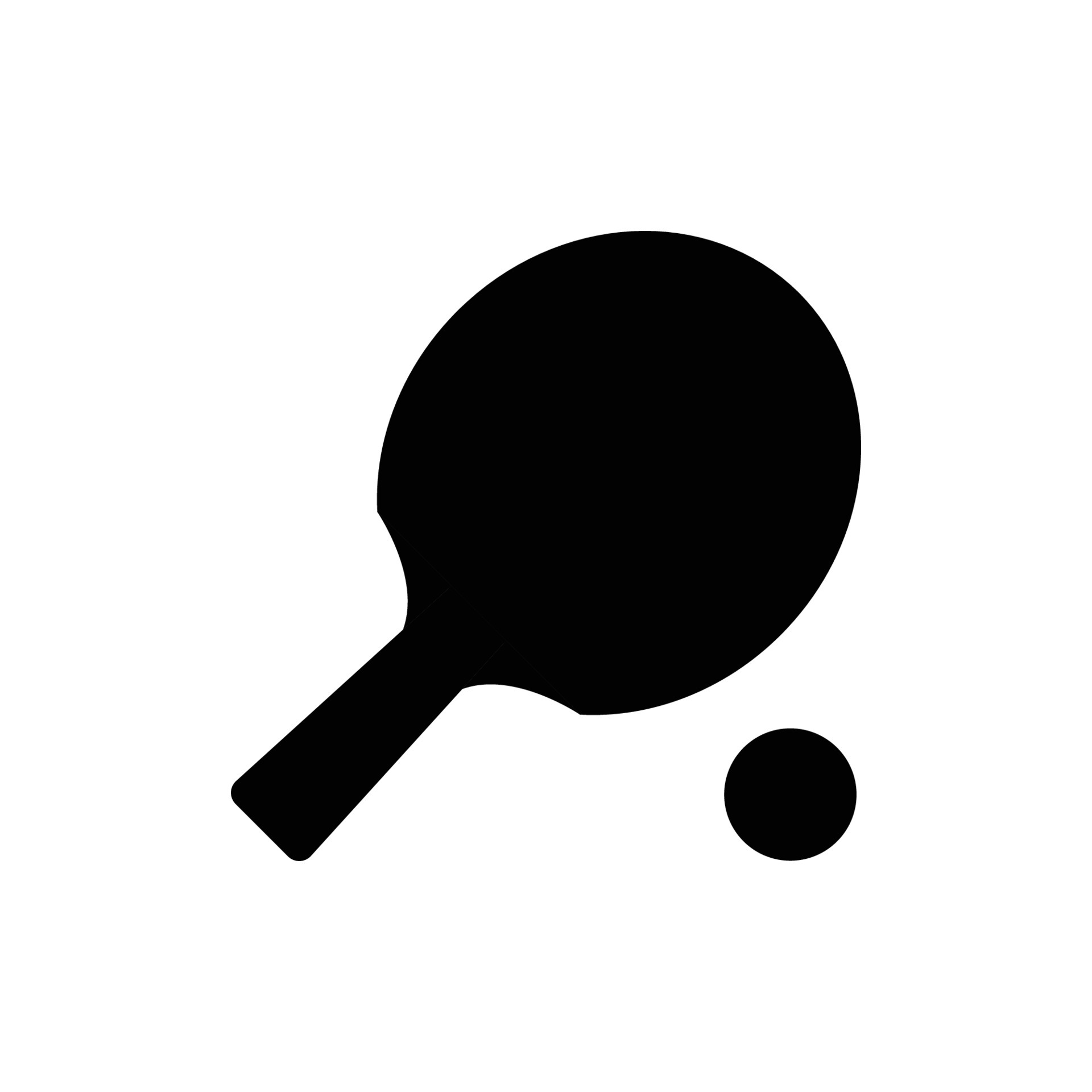 Ping Pong and Table Tennis Paddle Silhouette. Black and White Icon on