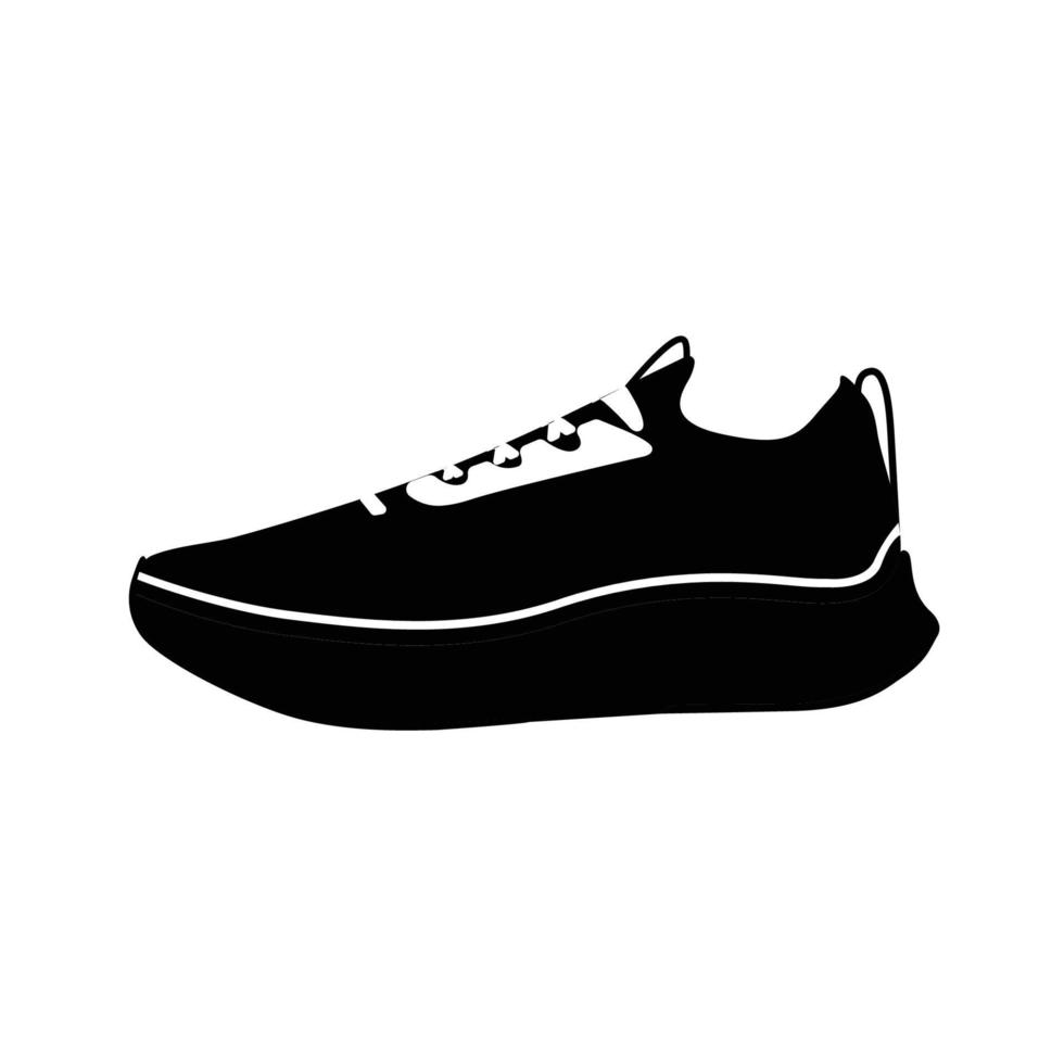 Running Shoes Silhouette. Black and White Icon Design Element on Isolated White Background vector