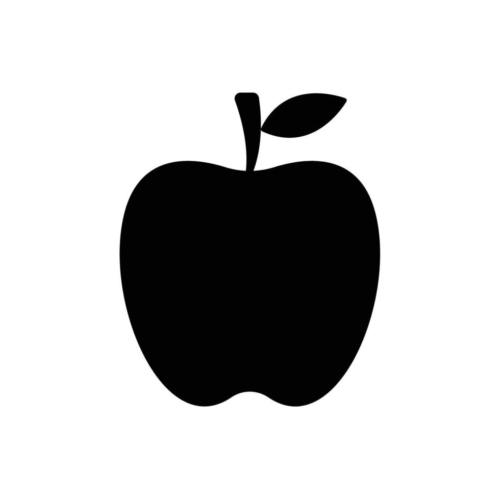 Apple Silhouette. Black and White Icon Design Element on Isolated White Background vector