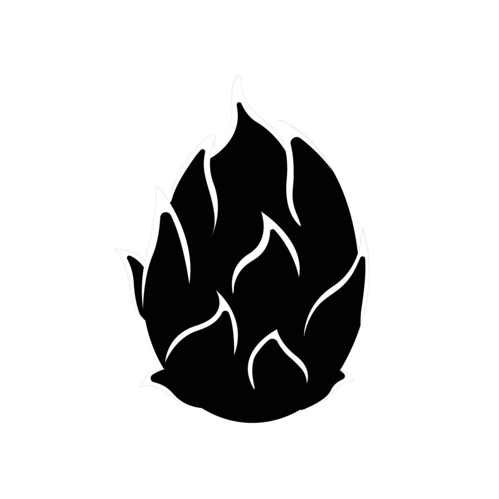 Dragon Fruit Black and White Icon. Silhouette Design Element on Isolated White Background vector