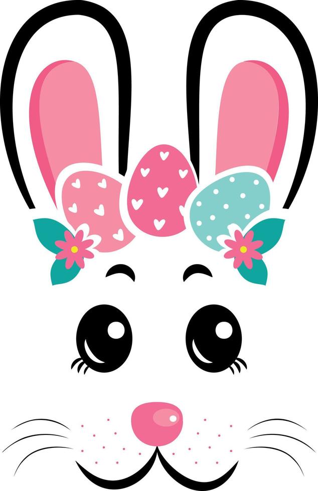 The face of the Easter bunny with a wreath of eggs vector