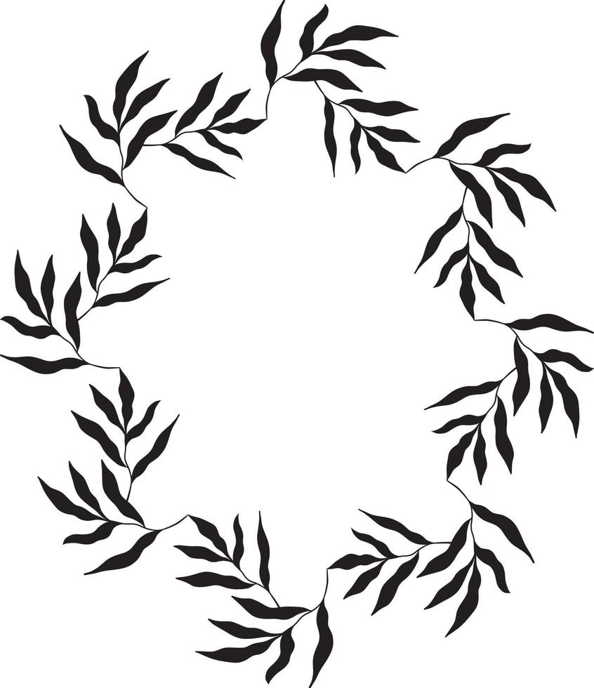 Oval botanical frame. Vector Illustration