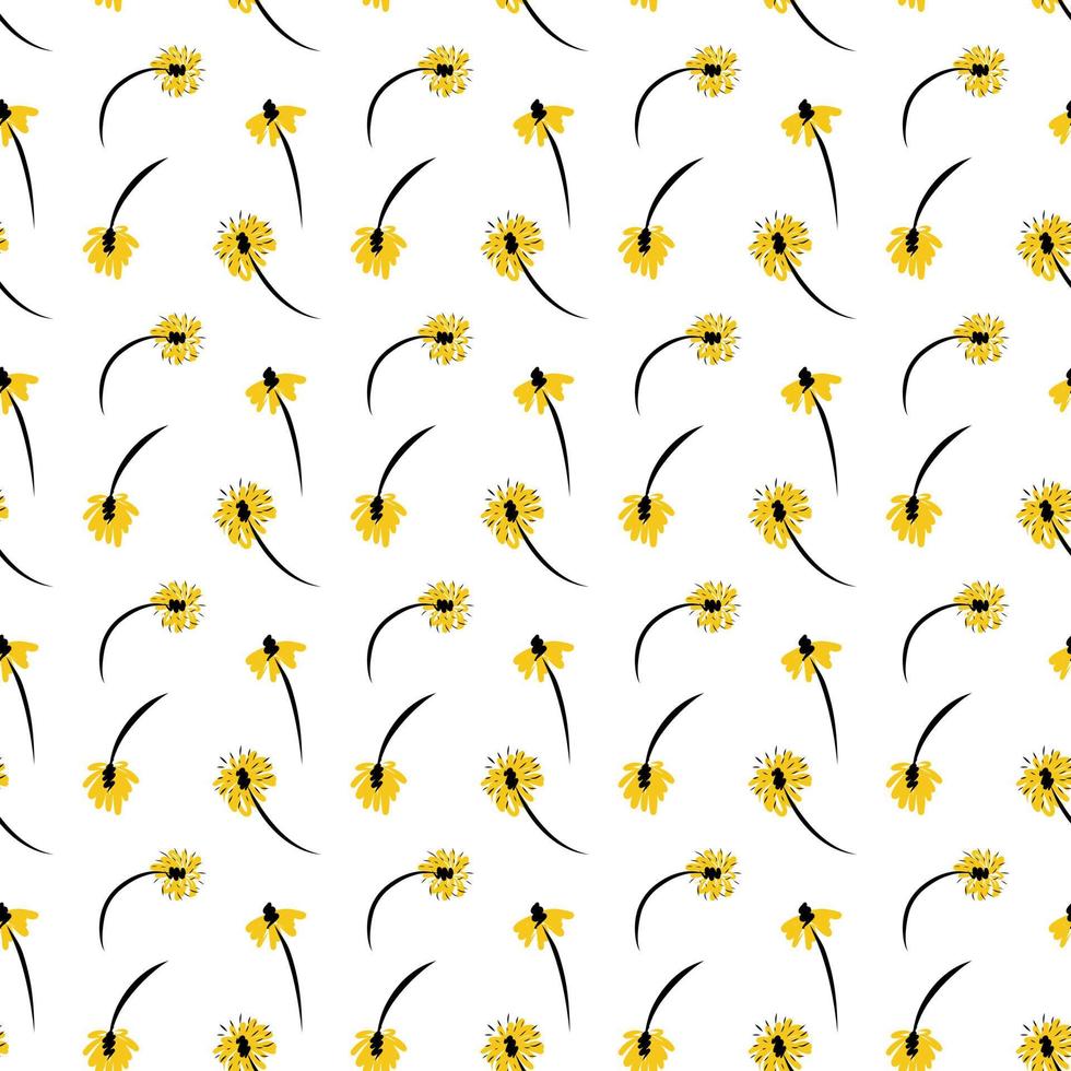 patrón de dandelions.vector amarillo ilustración vector