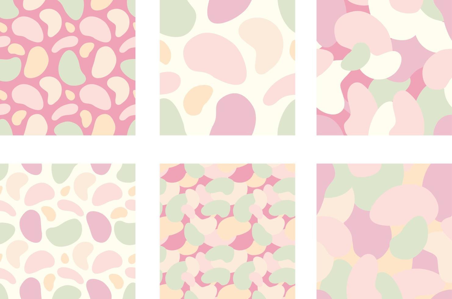 Set of Seamless camouflage patterns in pastel colors. Vector illustration