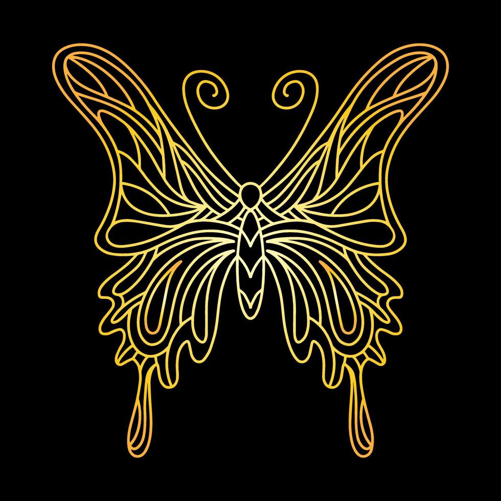 The golden butterfly is an insect. beetle linear vector illustration