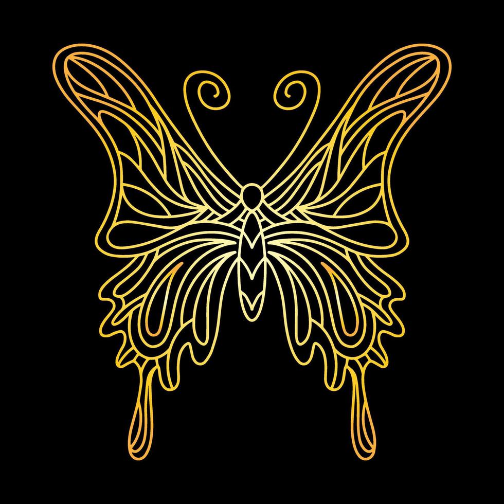 The golden butterfly is an insect. beetle linear vector illustration