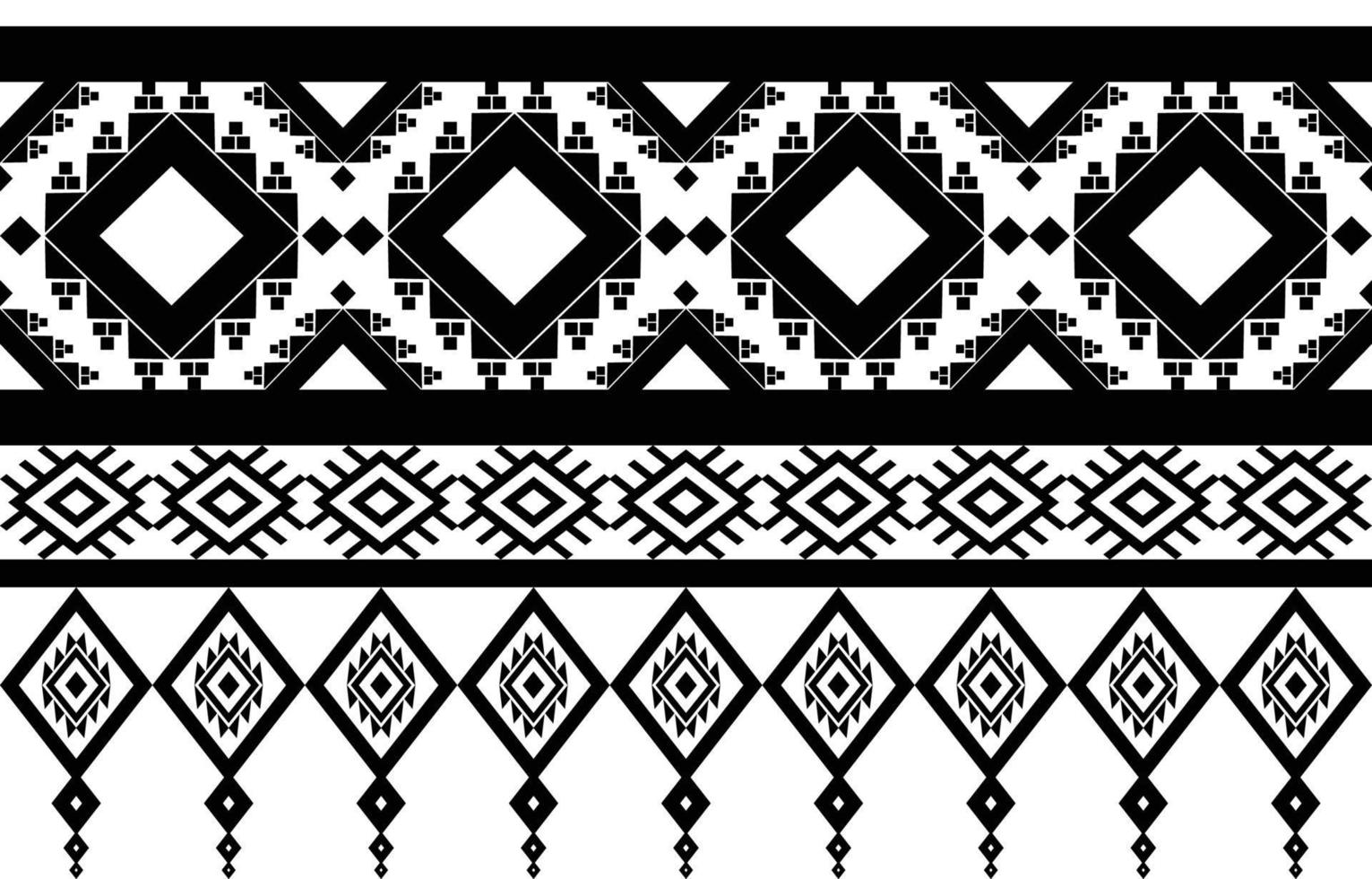 patrón geométrico tribal blanco y negro en estilo étnico ilustración vectorial de patrones sin fisuras, para tela, alfombra, camisa, fondo vector