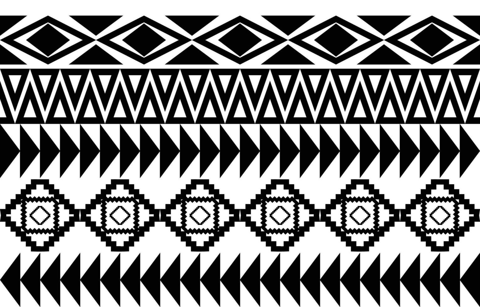 Tribal Black and white Abstract ethnic geometric pattern design for background or wallpaper.vector illustration To print fabric patterns, rugs, shirts, costumes, turban, hats, curtains. vector