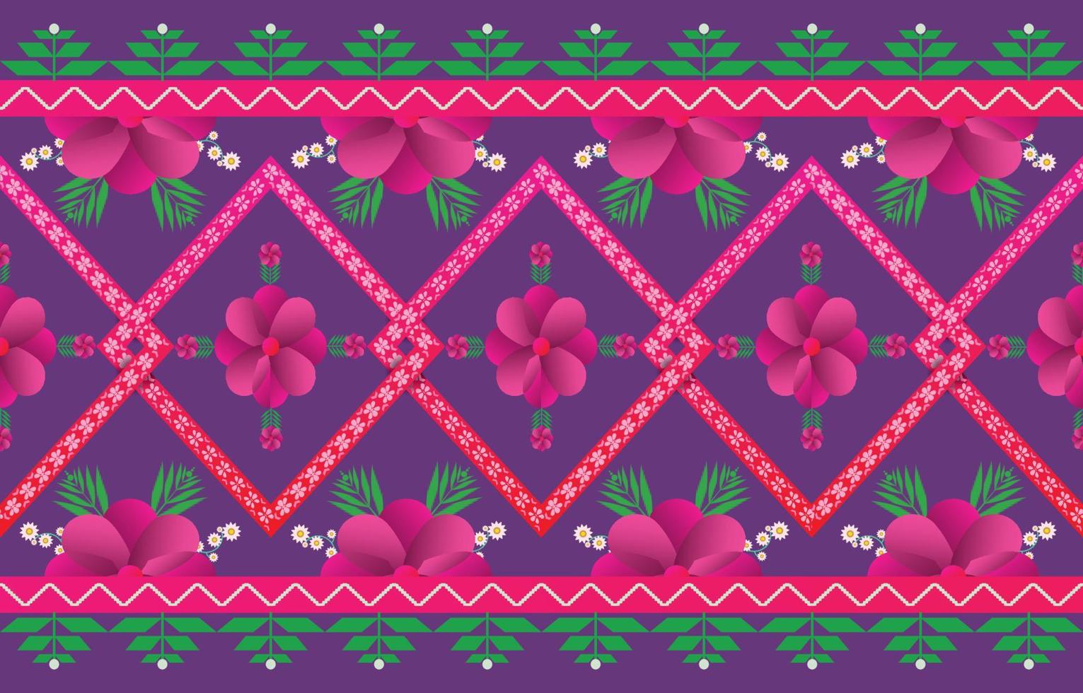 flower colorful fabric ,Geometric ethnic pattern in traditional oriental background Design for carpet,wallpaper,clothing,wrapping,batik,Vector illustration embroidery style. vector