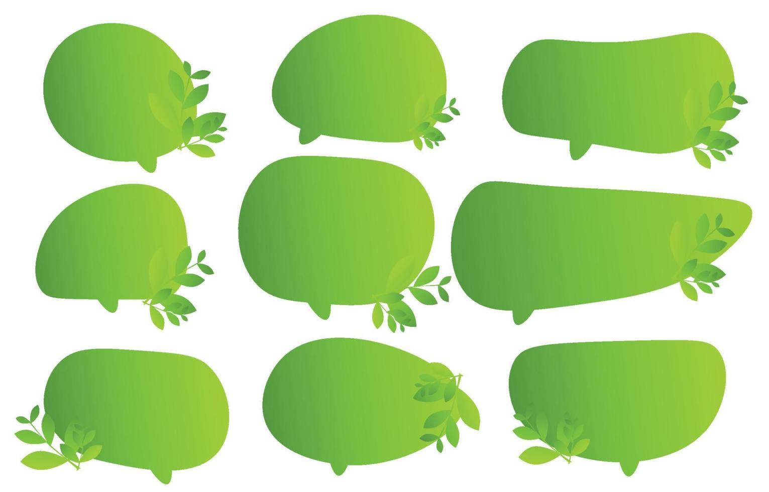Set spring green speech bubbles on white background. chat box vector doodle message or communication icon Cloud speaking for comics and minimal message dialog