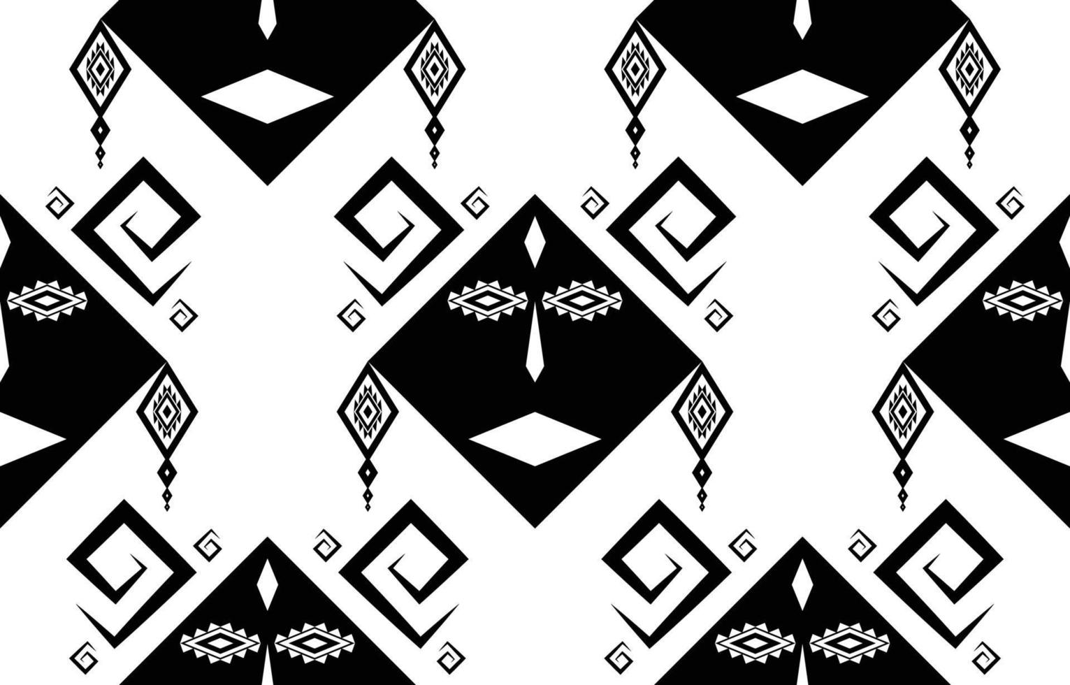 Tribal face Black and white Abstract ethnic geometric seamless pattern design for background or wallpaper.vector illustration To print fabric patterns, rugs, shirts, costumes, turban, hats, curtains. vector