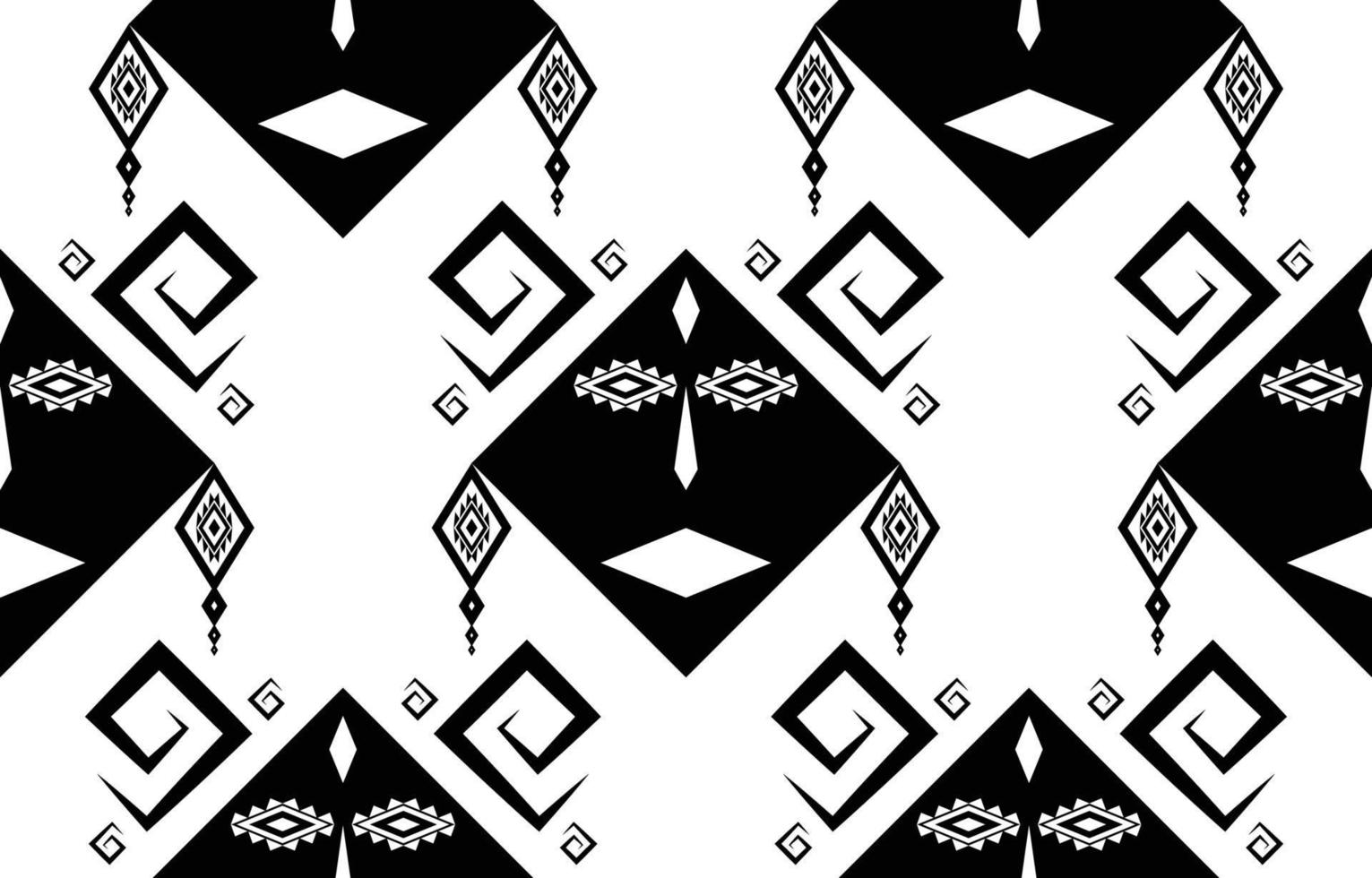 Tribal face Black and white Abstract ethnic geometric seamless pattern design for background or wallpaper.vector illustration To print fabric patterns, rugs, shirts, costumes, turban, hats, curtains. vector