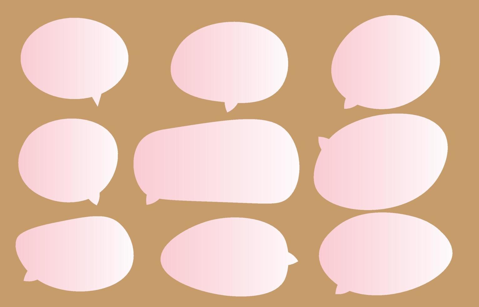 Set valentines day speech bubbles on a brown background, pink sweet vector speaking or talk bubble