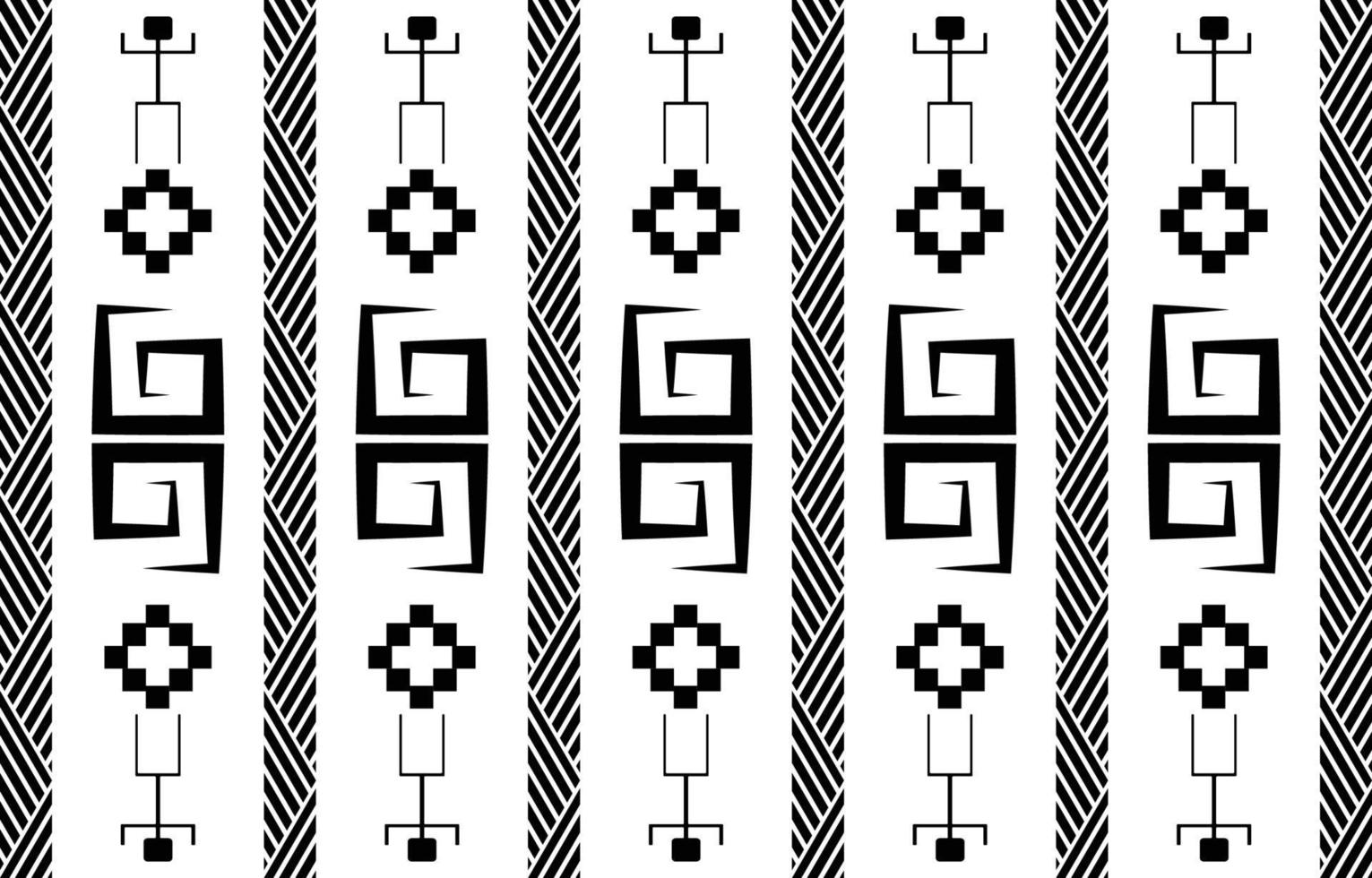 Tribal Black and white Abstract ethnic geometric pattern design for background or wallpaper.vector illustration To print fabric patterns, rugs, shirts, costumes, turban, hats, curtains. vector