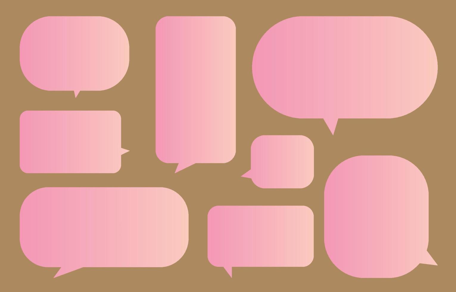 Set valentines day speech bubbles on a brown background, pink sweet vector speaking or talk bubble