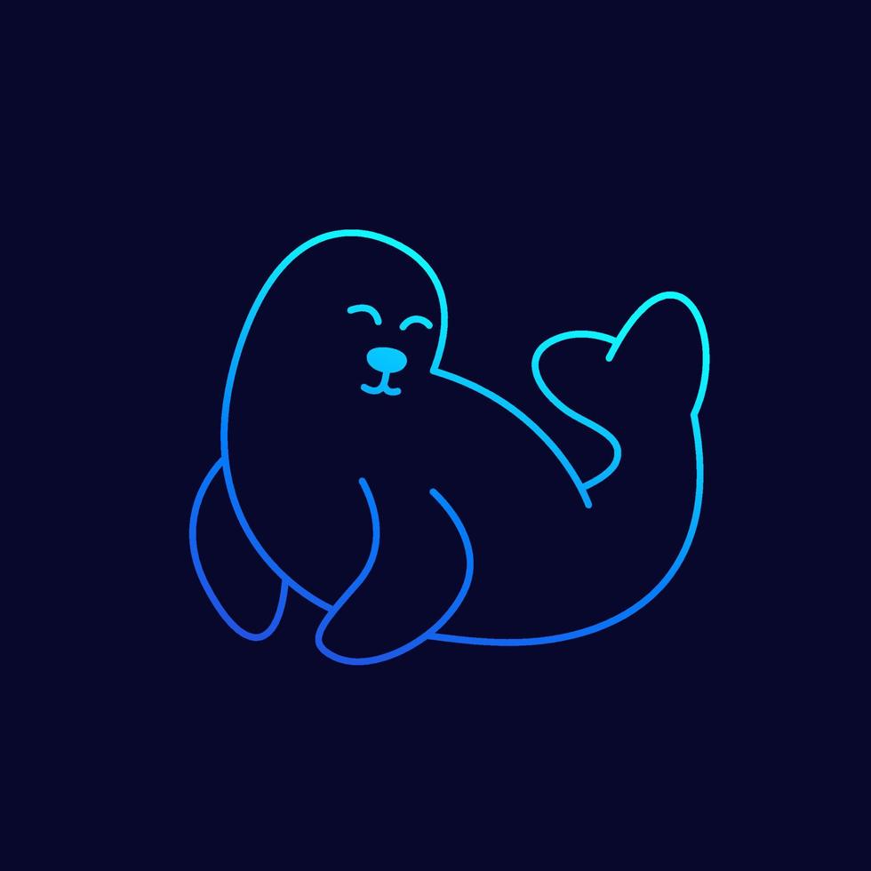 Seal, arctic animal line icon vector