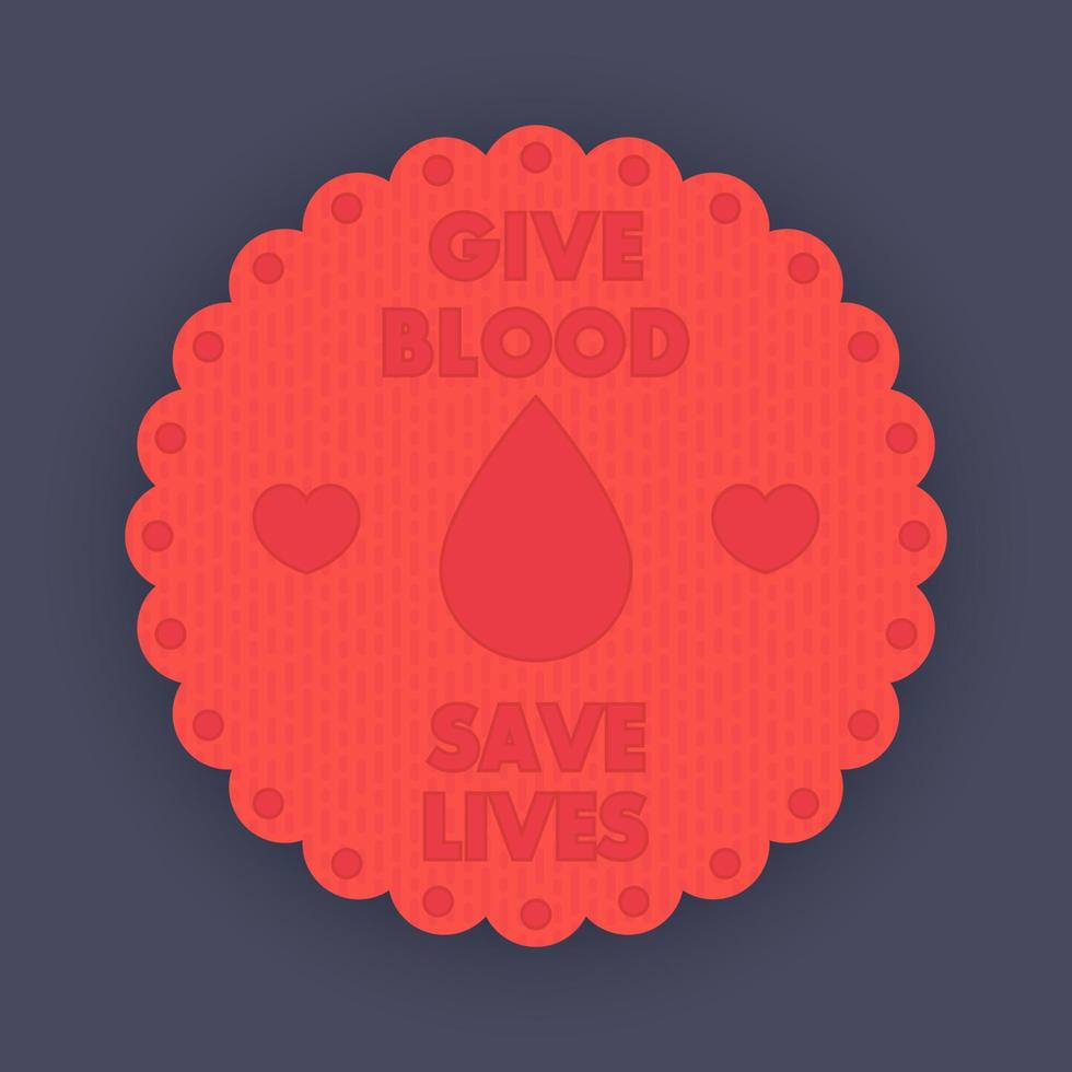 blood donation poster, badge, vector illustration