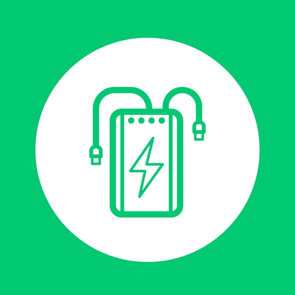 power bank linear icon, portable charger vector