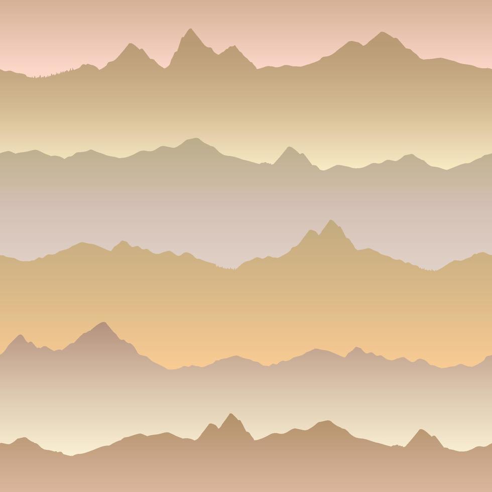 Abstract wavy mountain skyline background. Fall nature seamless pattern. Dynamic motion wave texture vector