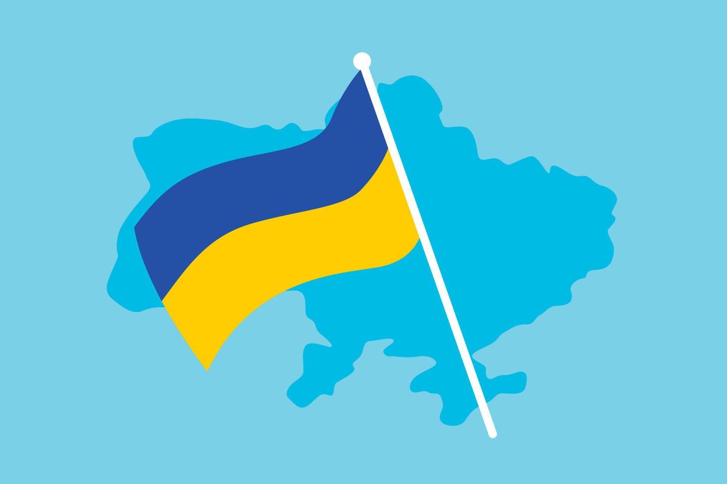 Support Ukraine. Ukrainian flag over the map of Ukraine. Design showing the concept of sovereign Ukrainian borders, modern european country, in flat design. vector