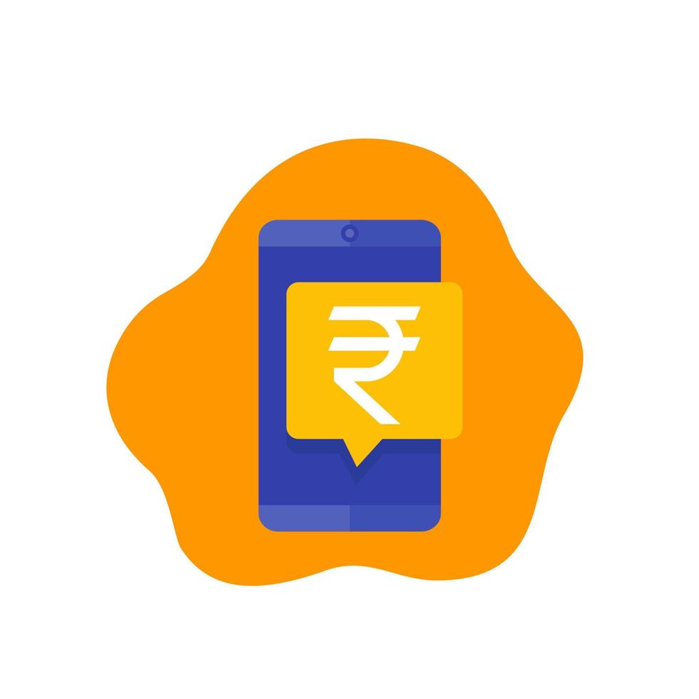 Mobile payment icon with rupee vector