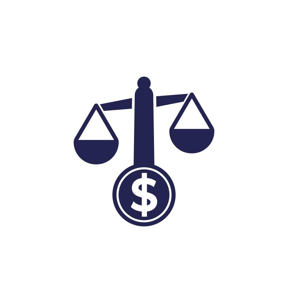 Scales and money icon on white vector