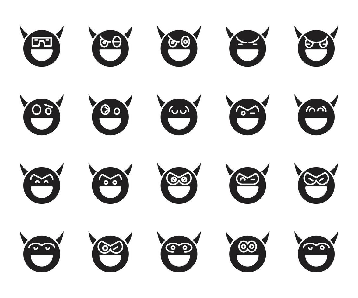 devil and demon emoticons set vector