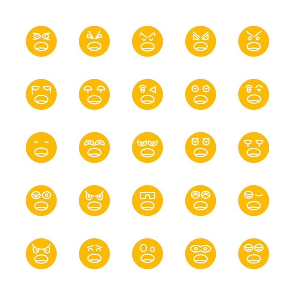 yellow cute emoticons set vector